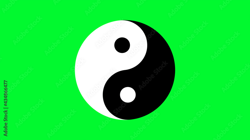 Yin Yang Symbol on Green Screen Yin Yang Symbol on Green Screen