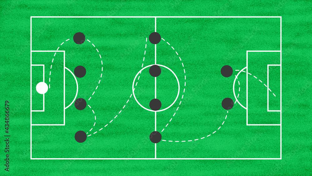 Soccer of Football Field with 442 Tactic Formation with Line Soccer of Football Field with 442 Tactic Formation with Line