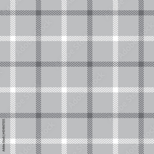 Check pattern tattersall in grey and white. Herringbone windowpane simple basic classic seamless grid plaid for jacket, coat, skirt, scarf, other modern spring summer autumn winter fashion fabrics.