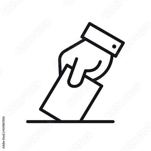 Hand voting ballot box icon, Election Vote concept, Simple line design for web site, logo, app, UI, Vector illustration photo