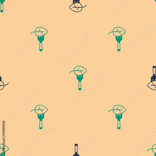 Green and black Vegan food diet icon isolated Green and black background. Organic, bio, eco symbol. Vegan, no meat, lactose free, healthy, fresh and nonviolent food. Vector