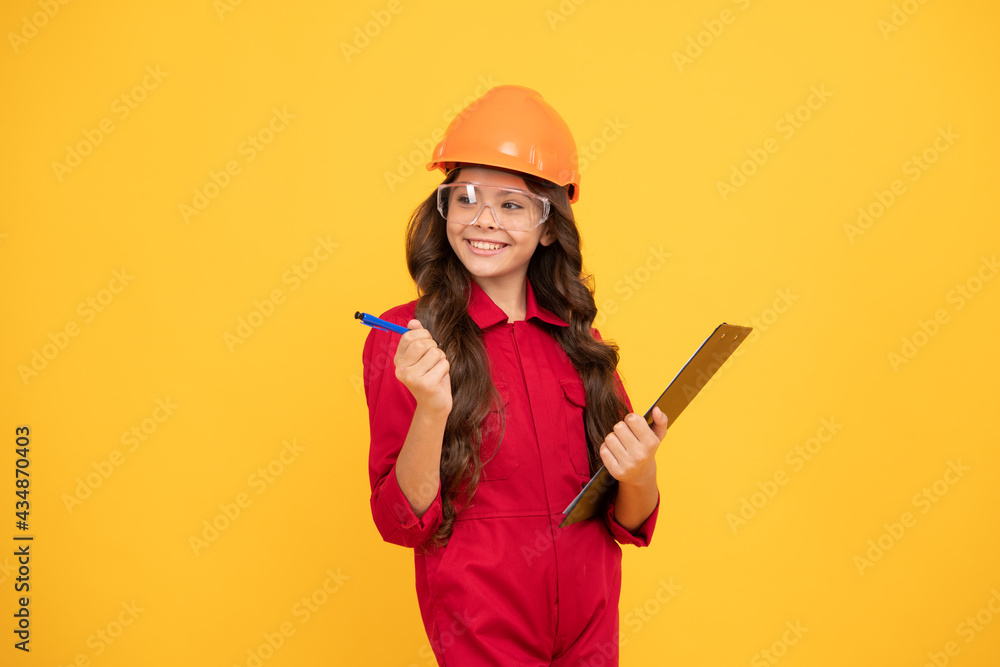 good job. future engineer. study at school. sight check. teen girl in protective glasses. good job. future engineer. study at school. sight check. teen girl in protective glasses.
