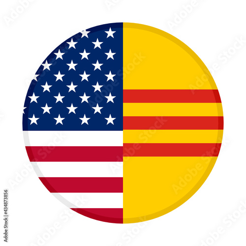 round icon with united states of america and south vietnam flags isolated on white background
