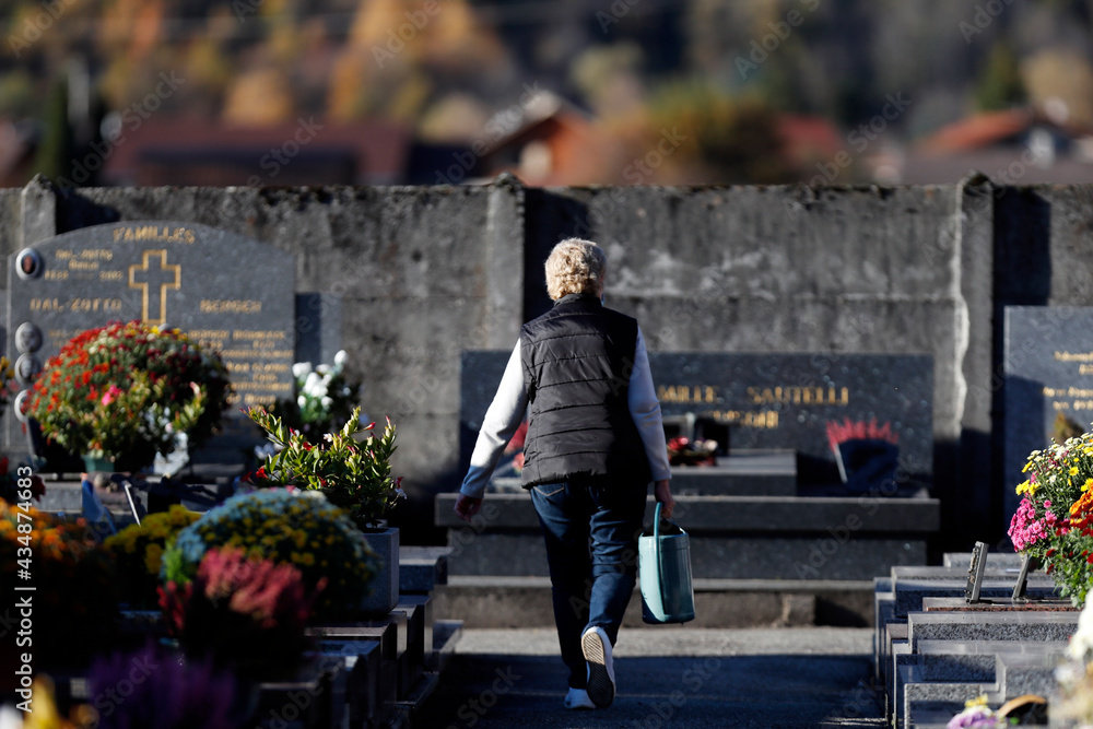 All Saints Day in a cemetery.