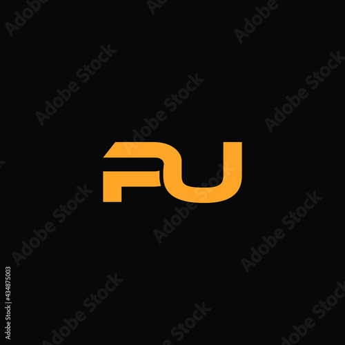 pu modern letter logo design with black background 