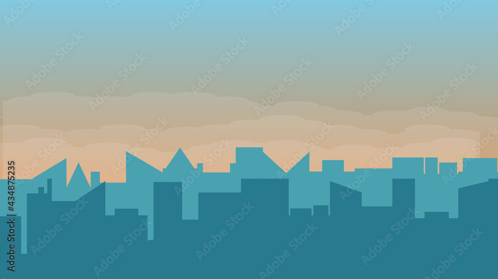 Silhouette of Industrial City in the Early Morning Magic Hour Illustration