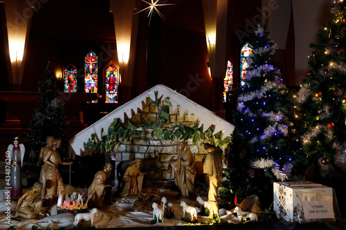 Nativity scene. Christmas crib.  Catholic church.  France.