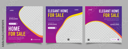 Real Estate Social Media Post Template. Elegant of Real Estate or Home Sale Social Media Promotion	