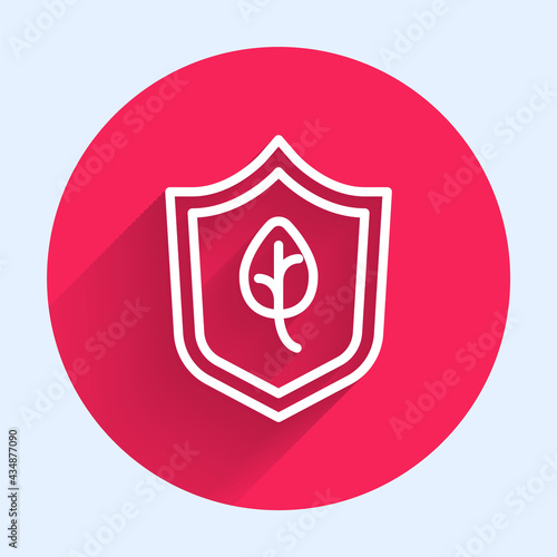 White line Vegan food diet icon isolated White line background. Organic, bio, eco symbol. Vegan, no meat, lactose free, healthy, fresh and nonviolent food. Red circle button. Vector
