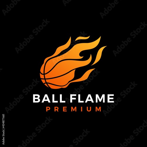 basket ball fire flame logo vector icon illustration