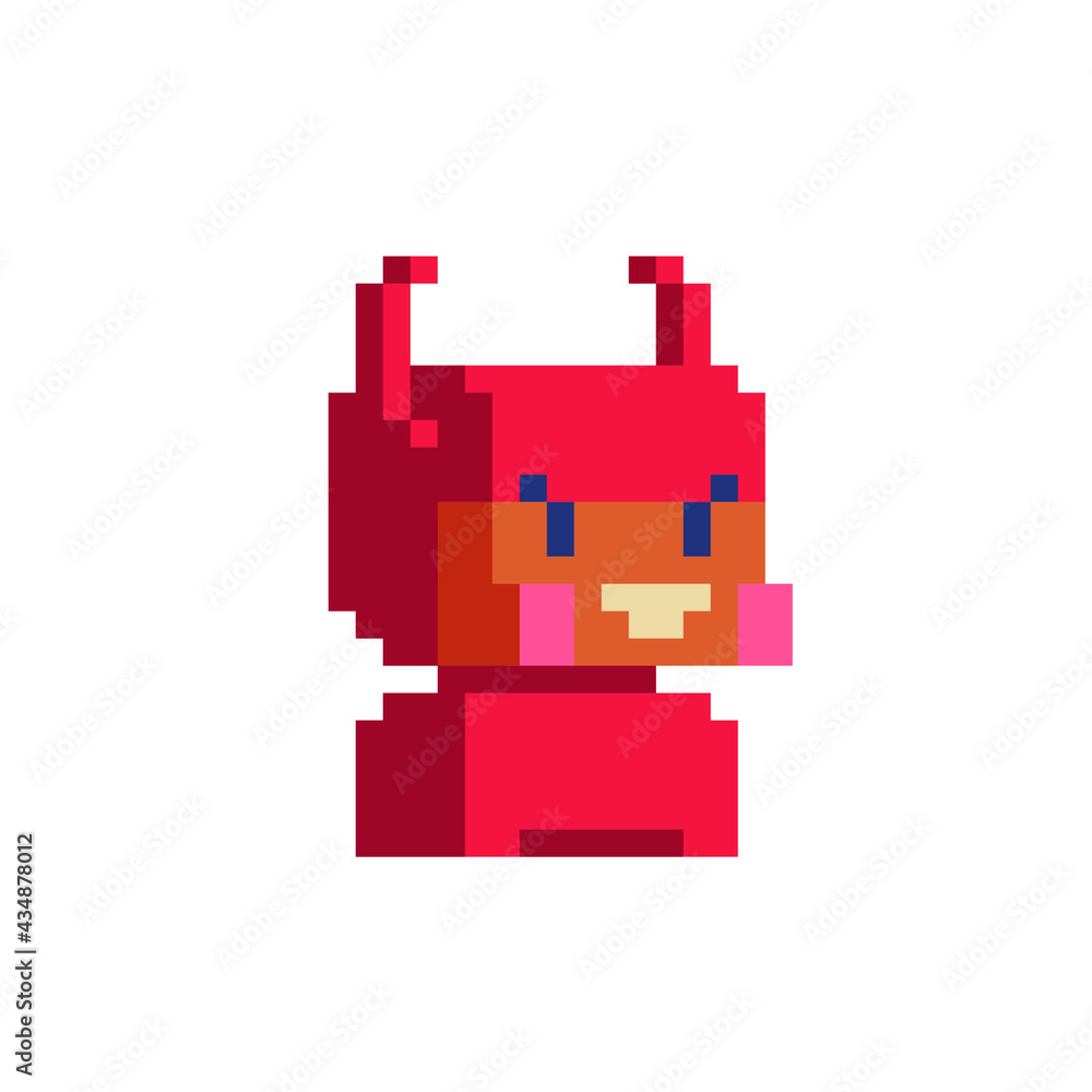 Cute devil kid. Pixel art style. Isolated vector illustration. Stock ...