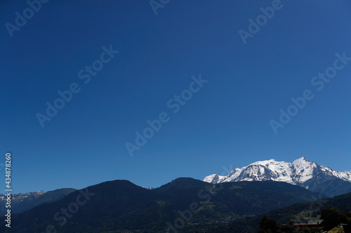The Mont Blanc massif, the highest mountain of Europe seen from the french side.