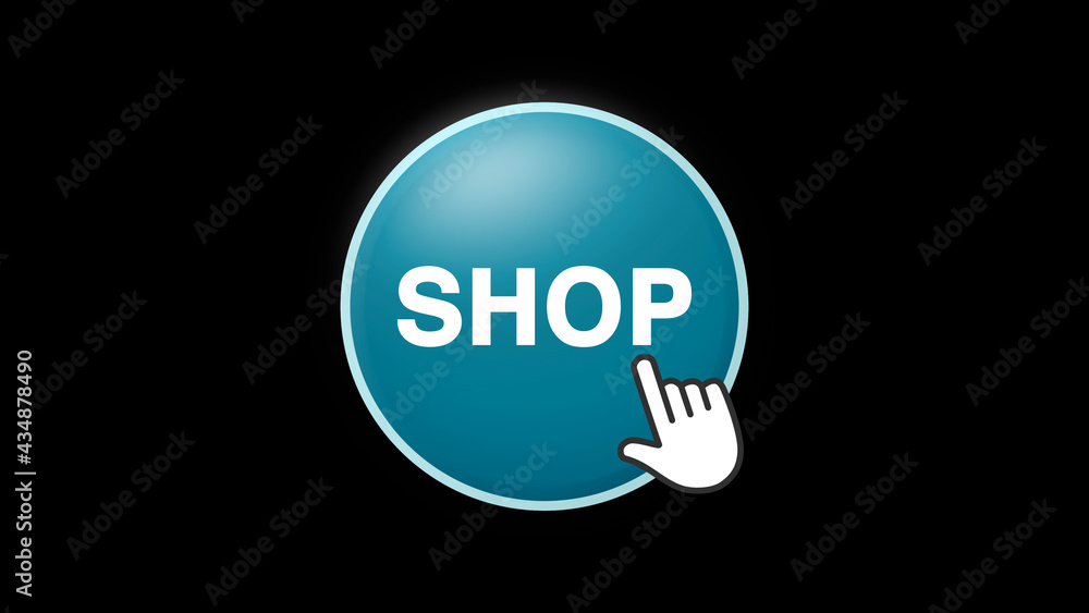 Shop Text Button Click on Black Background Shop Text Button Click on Black Background