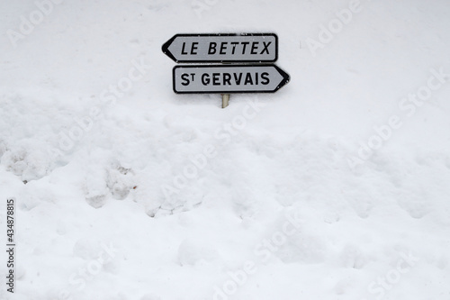 French Alps in winter. Saint Gervais Mont-Blanc village. Famous ski station. Saint-Gervais. France.