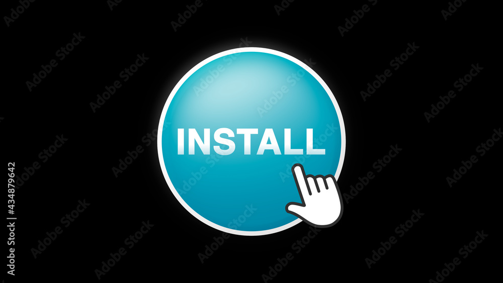 Install Button Click on Black Background Install Button Click on Black Background