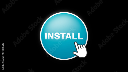 Install Button Click on Black Background photo