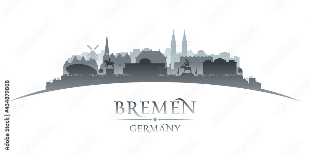 Bremen Germany city silhouette white background - obrazy, fototapety, plakaty 