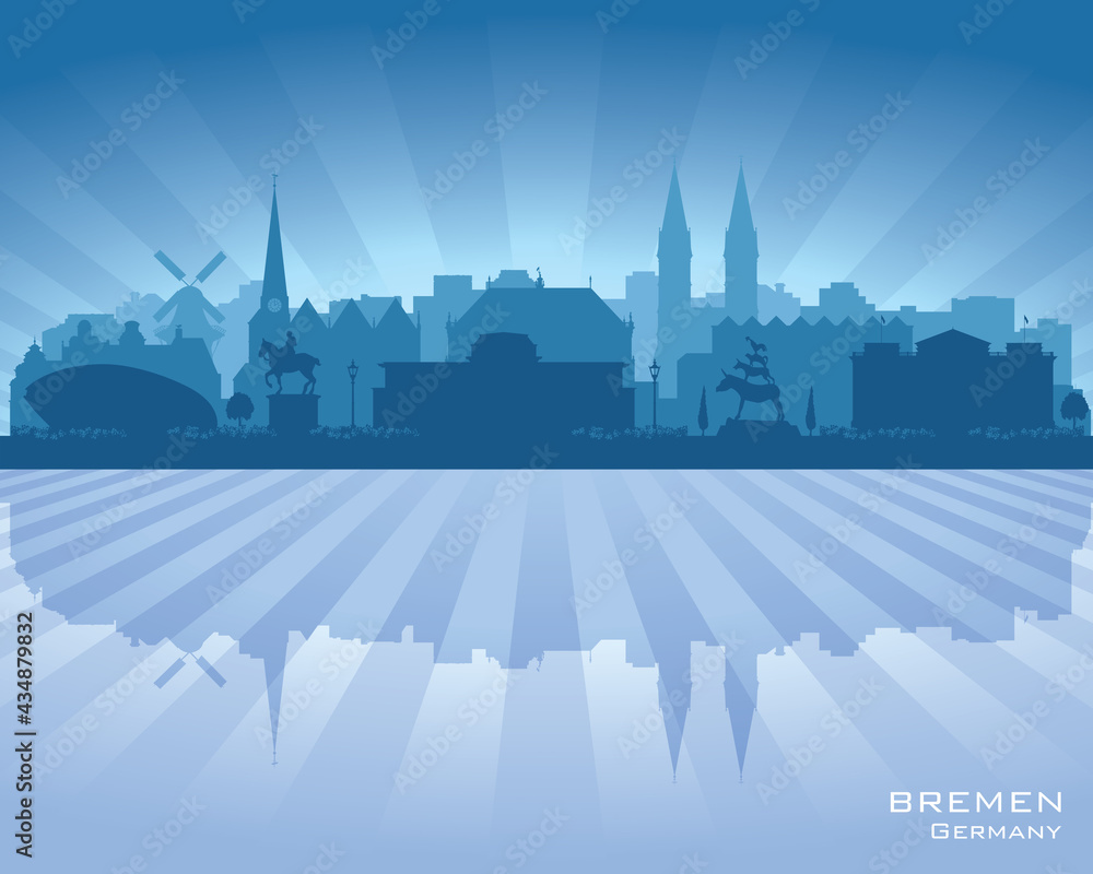 Bremen Germany city skyline vector silhouette