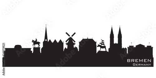 Bremen Germany city skyline vector silhouette