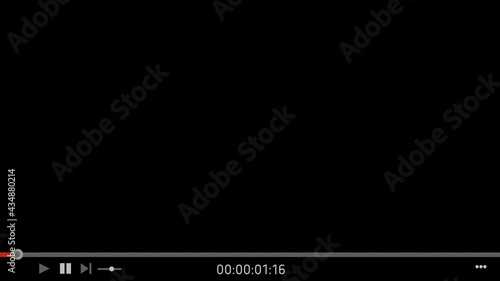 Video Player Click and Play with Ten Seconds Timecode on Black Background © Herman