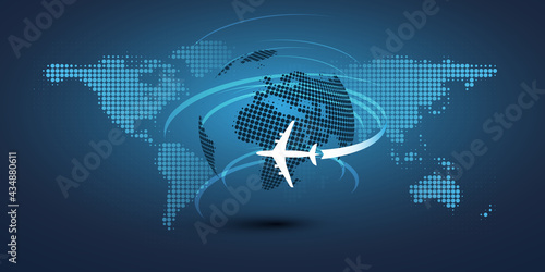 Traveling Around the World - Travel by Airplane - World Map Design
