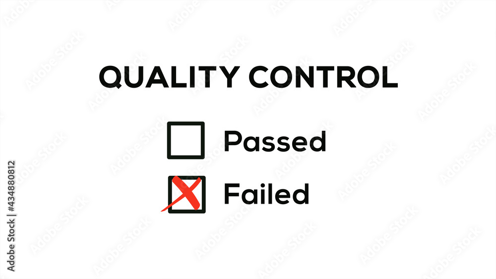 Fototapeta premium Quality Control on Square Checkbox Failed Check List on White Background