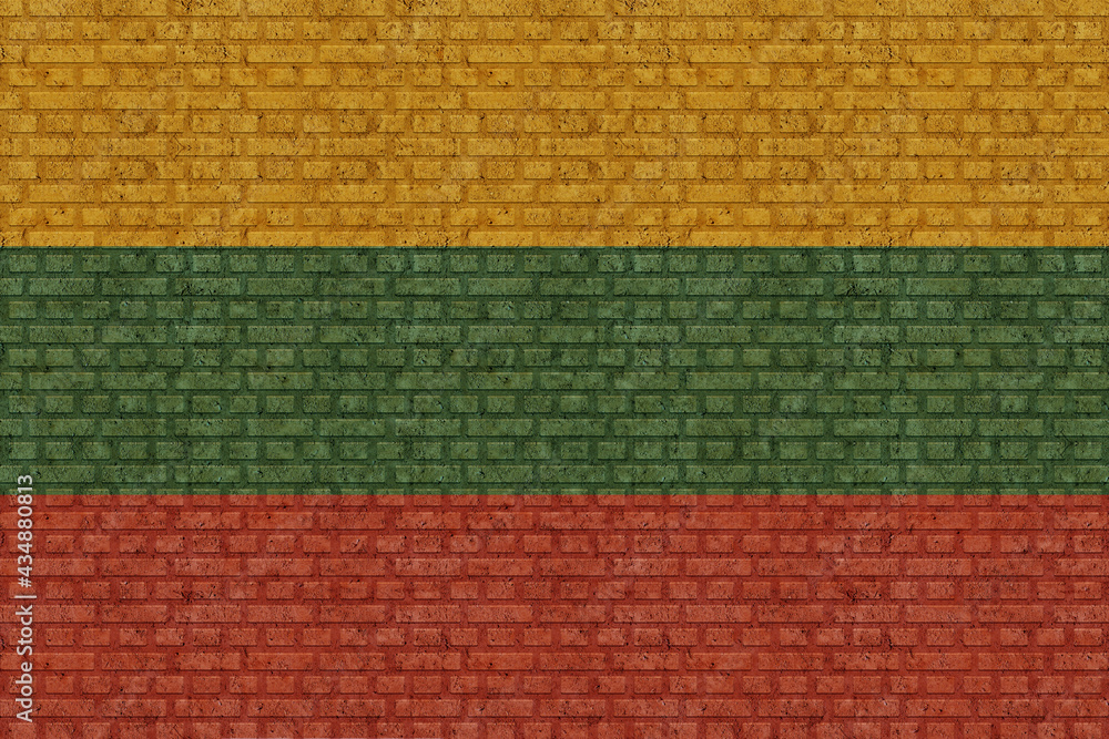 3D Flag of Lithuania on brick wall 3D Flag of Lithuania on brick wall