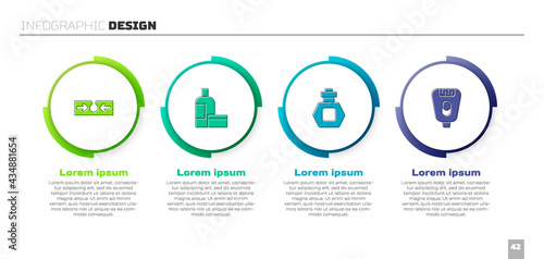 Set Acne, Cream or lotion cosmetic tube, Perfume and Epilator. Business infographic template. Vector