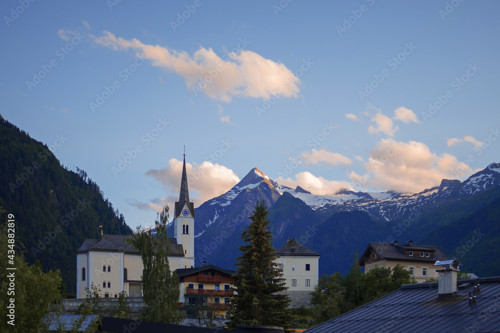 austrian alpine village quiet and empty through summer season