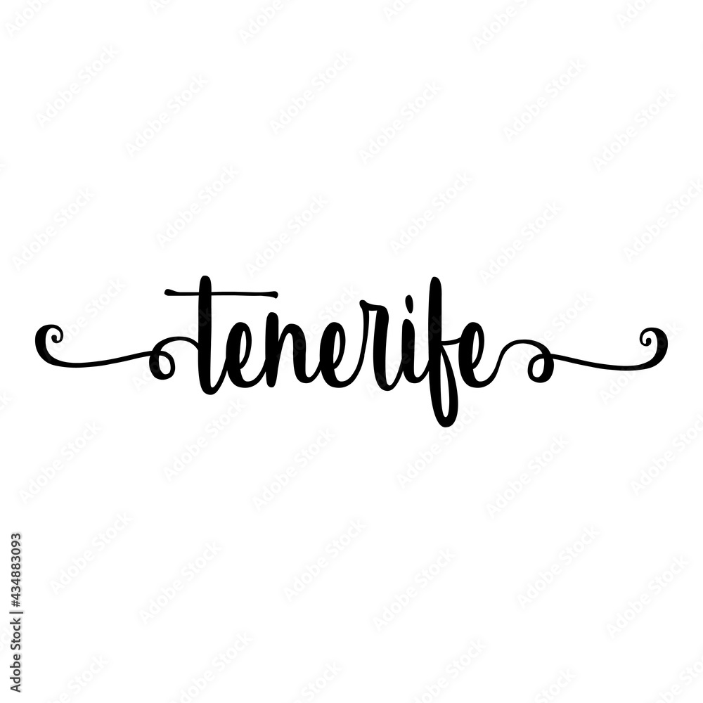 Banner con texto manuscrito tenerife escrito a mano con florituras en color negro Banner con texto manuscrito tenerife escrito a mano con florituras en color negro
