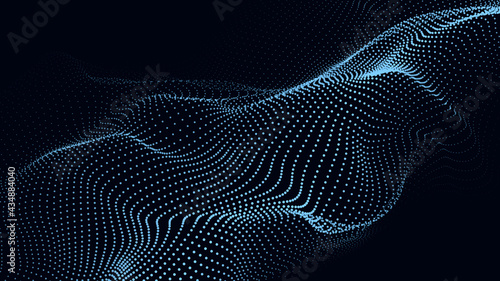 Abstract digital wave of particles. Futuristic point wave. Technology background vector. Vector illustration