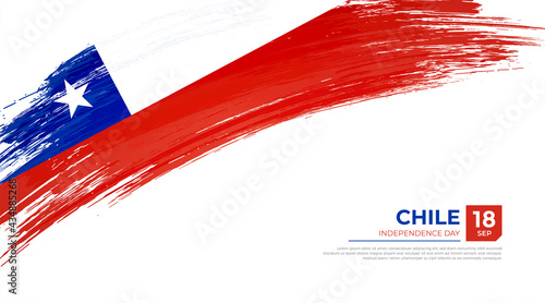 Flag of Chile country. Happy Independence day of Chile background with grunge brush flag illustration