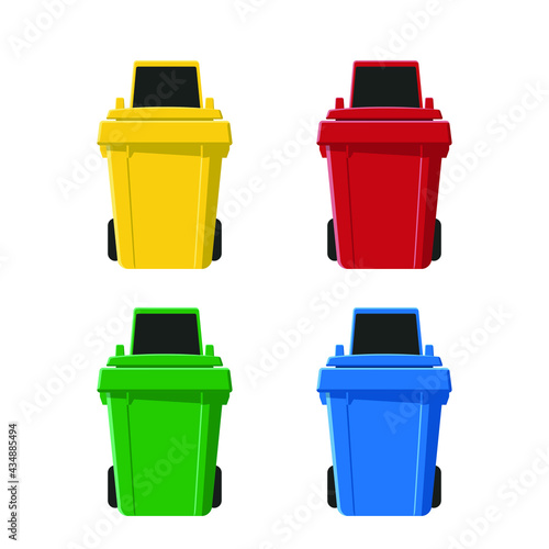 Set of 4 colors Plastic trash can bin.
