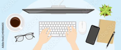 Workspace Vector Art ワークスペース　作業　仕事する机の上