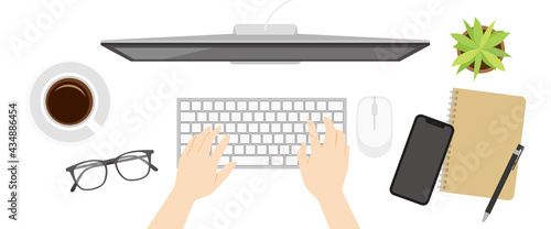 Workspace Vector Art ワークスペース　作業　仕事する机の上
