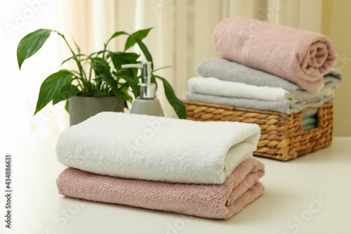 Body care concept with clean towels, close up