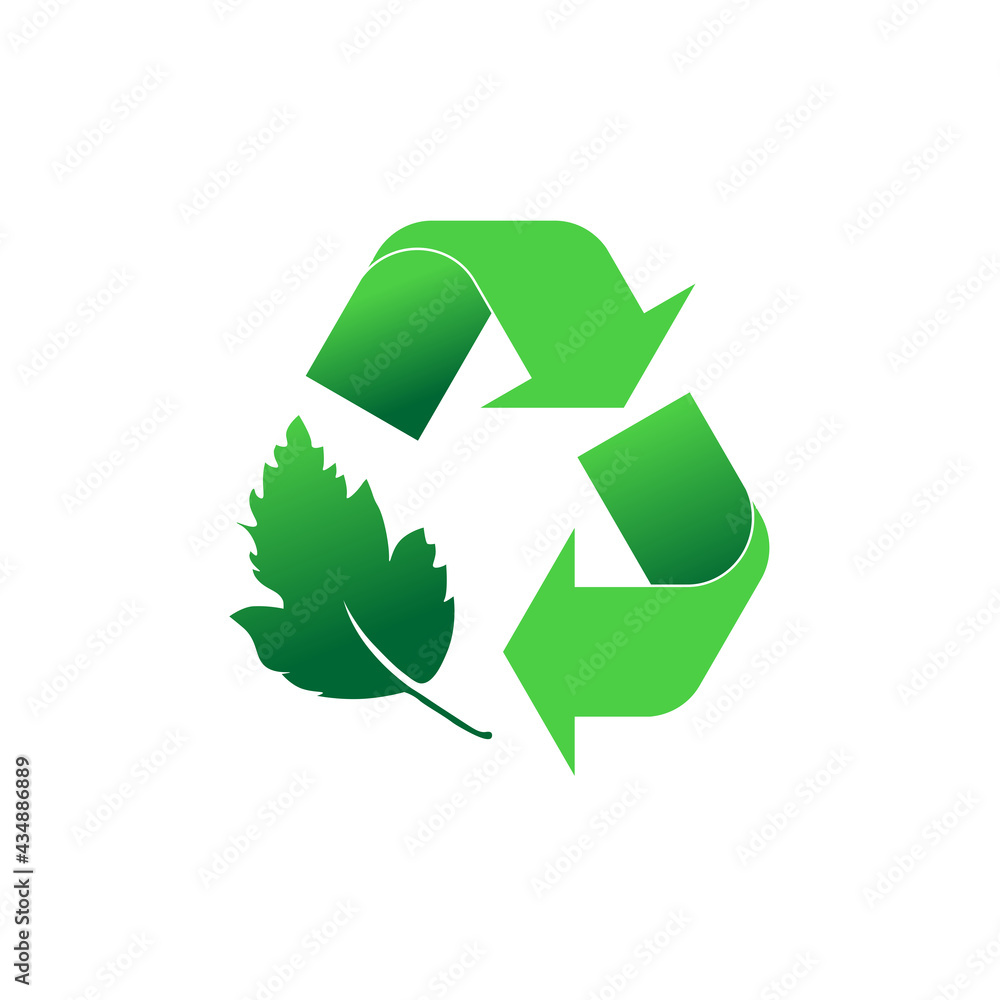 Obraz premium Green Recycle Symbol with Leaf