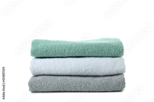 Stack of towels isolated on white background