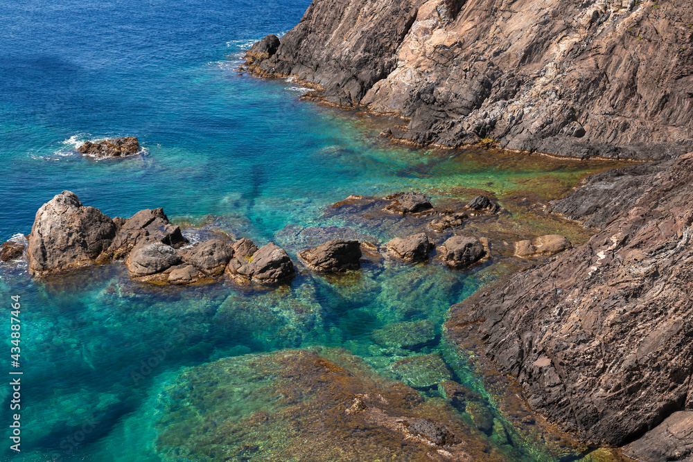 rocky coast in the north of spain on a clear summer day