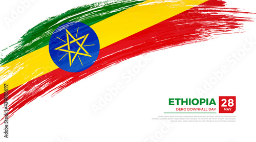Flag of Ethiopia country. Happy derg downfall day of Ethiopia background with grunge brush flag illustration