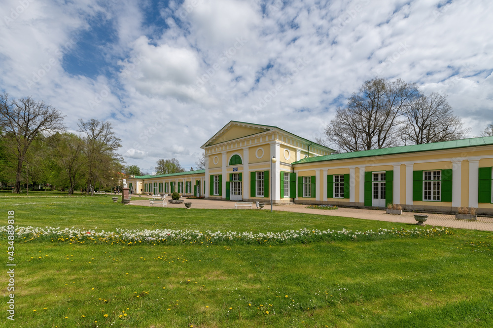 Colonnade of Salt and Meadow mineral springs (Kolonáda Solný a Luční pramen in Czech) in the spa park - great Czech spa town Frantiskovy Lazne (Franzensbad) - Czech Republic - Europe Colonnade of Salt and Meadow mineral springs (Kolonáda Solný a Luční pramen in Czech) in the spa park - great Czech spa town Frantiskovy Lazne (Franzensbad) - Czech Republic - Europe