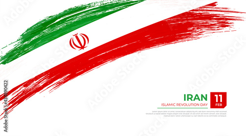 Flag of Iran country. Happy islamic revolution day of Iran background with grunge brush flag illustration