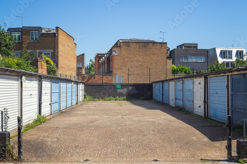 Принти на полотні Council garages around Kentish Town in London, England