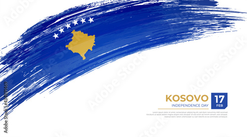 Flag of Kosovo country. Happy Independence day of Kosovo background with grunge brush flag illustration