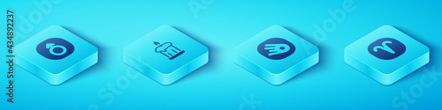 Set Isometric Mars, Burning candle, Aries zodiac and Comet falling down fast icon. Vector