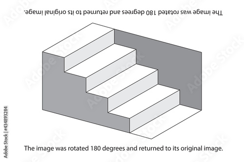 The illusion of a staircase that rotates 180 degrees and returns to its original shape.