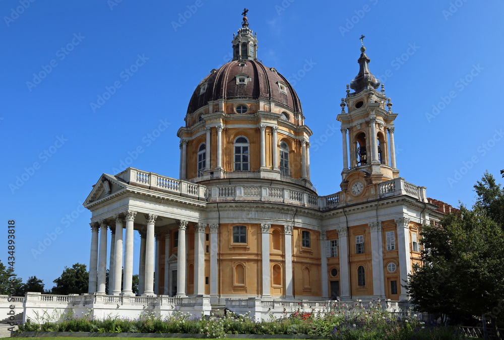 Basilica called di Superga near the city of Turin in the Piedmont region in northern Italy with a large dome