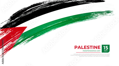 Flag of Palestine country. Happy Independence day of Palestine background with grunge brush flag illustration