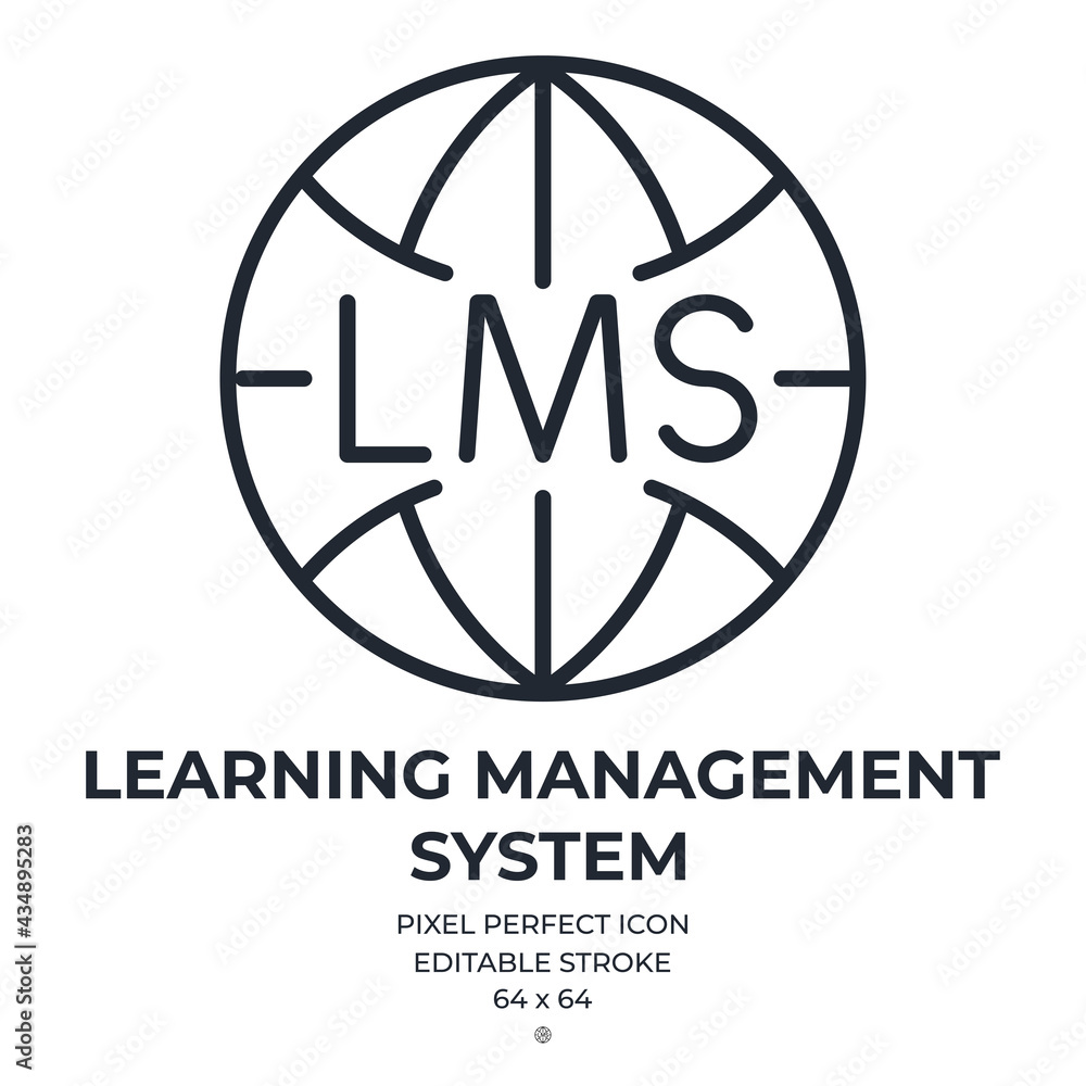 LMS learning management system editable stroke outline icon isolated on white background flat vector illustration. Pixel perfect. 64 x 64. LMS learning management system editable stroke outline icon isolated on white background flat vector illustration. Pixel perfect. 64 x 64.