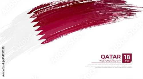 Flag of Qatar country. Happy Independence day of Qatar background with grunge brush flag illustration